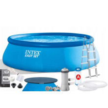 Надувной бассейн Intex круглый 457х122см с картриджным фильтровым насосом + лестницами + тентом + подстилкой 14140 литров Синий 005o Надувной бассейн Intex круглый 457х122см с картриджным фильтровым насосом + лестницами + тентом + подстилкой 14140 литров Синий 005o