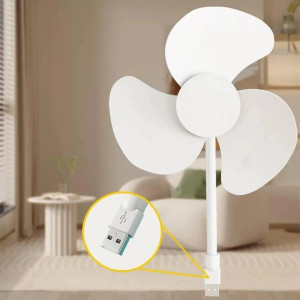 Вентилятор Mini Fan F017 с гибким шнуром, питание от USB (18 см), белый (0075)