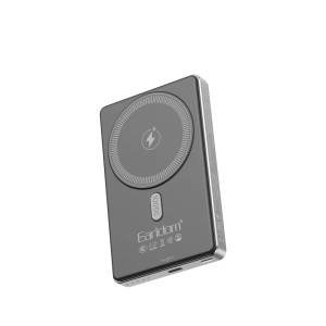 Power Bank Earldom ET-PD49 10000 mAh, портативный внешний аккумулятор с беспроводной зарядкой MagSafe, быстрая зарядка PD 15W, Черный (0097)