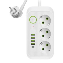 Сетевой фильтр, проводной удлинитель розеток Stenson 4 USB/3 розетки/ 1TypeC кабель 3м белый (011s) Сетевой фильтр, проводной удлинитель розеток Stenson 4 USB/3 розетки/ 1TypeC кабель 3м белый (011s)