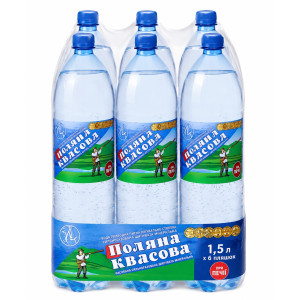 Упаковка минеральной сильногазированной воды «Поляна Квасова» 1,5 л ПЭТ × 6 бутылок (4820001830071) (0128)