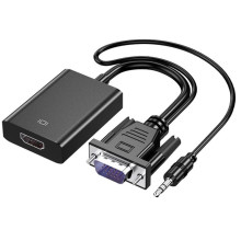 Конвертер адаптер с VGA на HDMI + аудио 3.5мм 1080 VGA2HDMI переходник монитор Цвет: Черный 4N5XS8U3N3