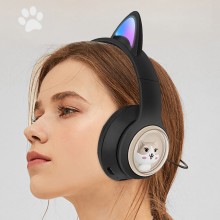 Блютуз наушники AKZ-02 беспроводные наушники вкладыши с ушками "Лиса" Bluetooth 5,3 EDR 2,402-2,480 ГГц Black [Y4R66YEL2-013]