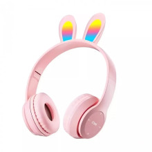 Наушники безпроводные "Заячьи ушки" Wireless P47R с подсветкой RGB Bluetooth 5.0 MP3 плеер Pink 022l Наушники безпроводные "Заячьи ушки" Wireless P47R с подсветкой RGB Bluetooth 5.0 MP3 плеер Pink 022l