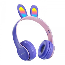 Наушники безпроводные "Заячьи ушки" Wireless P47R с подсветкой RGB Bluetooth 5.0 MP3 плеер Purple 022l Наушники безпроводные "Заячьи ушки" Wireless P47R с подсветкой RGB Bluetooth 5.0 MP3 плеер Purple 022l