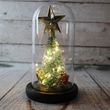 Новогодняя елка в колбе со звездой Christmas Decor 23.5см с LED подсветкой на батарейках Зелёная (025y)