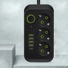 Сетевой фильтр питания UA Power Socket F09U, 1.85 м, 3 розетки + 4 USB + Type-C (029y) Сетевой фильтр питания UA Power Socket F09U, 1.85 м, 3 розетки + 4 USB + Type-C (029y)