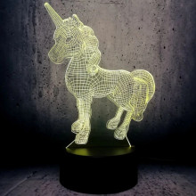 3D светильник с пультом и аккумулятором 3D Lamp Единорог (034y)