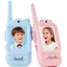 Детская рация с видеосвязью Video Walkie Talkie (видео- и голосовая связь, 2 рации, Type-C, HD-камера, дальность связи до 300 м) — Синий + Розовый (035z)