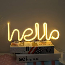 Настенный ночной неоновый светильник-ночник Neon Sign — Hello (041i) Настенный ночной неоновый светильник-ночник Neon Sign — Hello (041i)