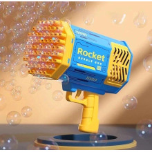 Генератор мыльных пузырей Rocket Bubble детская игрушечная пушка с мыльными пузырями и подсветкой, цв. голубой (049q)