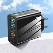 Зарядное устройство 5V/3.1A Power Delivery + 3 USB, 65W. Черный 059p