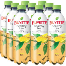 Упаковка напитка Buvette безалкогольного сокосодержащего негазированного Healthy Tea со вкусом зеленого чая и лемонграсса 0.5 л 9 шт (4820115402102) (062r)