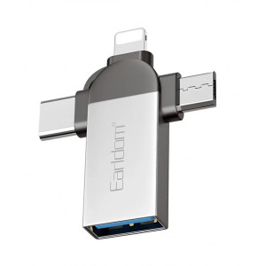  Адаптер OTG USB3.0 To Micro USB, Lightning, USB C — Earldom ET-OT93 (062z)