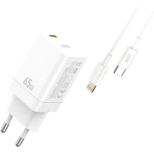 Мобильное зарядное устройство XO CE10 single USB-C QC&PD3.0 65 Вт 5 A with Type-C-Type-C cable Белое (063y)