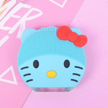 Косметическая массажная щетка для очищения лица Forever Kitty Голубая 065n