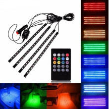 Cветодиодная RGB лента для подсветки салона автомобиля с пультом ДУ 4 шт по 9 лед ELITE LUX EL-1228 078k