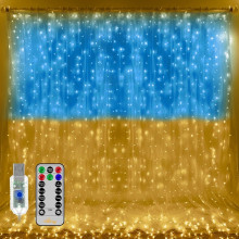Новогодняя гирлянда Штора флаг Украины с пультом Usb желто-синий 300 LED 2х2 м от USB (или павербанка) 093k Новогодняя гирлянда Штора флаг Украины с пультом Usb желто-синий 300 LED 2х2 м от USB (или павербанка) 093k