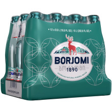 Упаковка минеральной лечебно-столовой сильногазированной воды Borjomi 0.5 л х 12 бутылок (4860019001346) (096q)