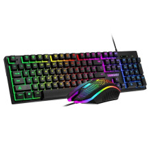 Игровой комплект клавиатура и мышь наушники коврик 4в1 Linmoni TF-400 Kit с RGB подсветкой для геймеров 100n