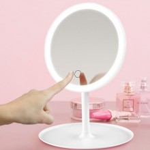 Зеркало настольное с подсветкой LED для макияжа круглое (W8) белое Зеркало настольное с подсветкой LED для макияжа круглое (W8) белое