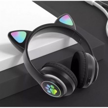 Беспроводные наушники с кошачьими ушками Bluetooth и RGB подсветкой Cat VZV-23M Чёрные
