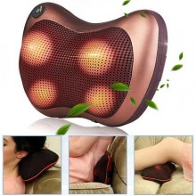 Массажная Подушка Massage Pillow QY-8028 Инфракрасный массажер для тела шеи и спины роликовий Коричневый