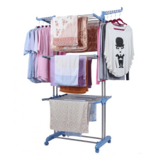 Сушилка для белья напольная Garment Rack Универсальная трехуровневая на колесах складная Сушилка для белья напольная Garment Rack Универсальная трехуровневая на колесах складная
