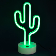 Неоновый светильник Neon Lights "Кактус" Ночник декоративный настольный LED лампа (USB, 3хАА) Зеленый