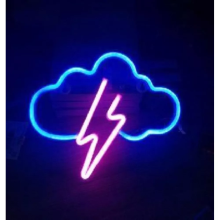 Неоновый светильник Neon Lights "Молния" Ночник декоративный настенный LED лампа (USB, 3хАА) Разноцветный