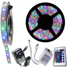 Светодиодная лента LED RGB 3528 Световая с пультом ДУ и адаптером для фоновой подсветки 5м Светодиодная лента LED RGB 3528 Световая с пультом ДУ и адаптером для фоновой подсветки 5м