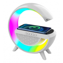 Колонка портативна Bluetooth 3W з бездротовою Qi зарядкою BT-2301 3в1 Нічник LED лампа 256 режимів 26 см
