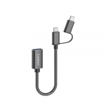 Переходник OTG USB C & Micro to USB Earldom ET-OT84 Адаптер 2в1 для для компьютера с телефона на флешку Черный