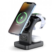 Беспроводная зарядная док-станция Earldom ET-WC37 с часами и подсветкой для iPhone 12-15/AirPods/Apple Watch 15W Беспроводная зарядная док-станция Earldom ET-WC37 с часами и подсветкой для iPhone 12-15/AirPods/Apple Watch 15W