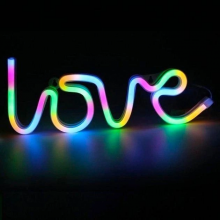 Неоновый светильник Neon Lights "Любовь" Ночник декоративный настенный LED лампа (USB, 3хАА) Разноцветный