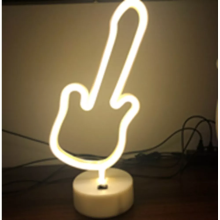 Неоновый светильник Neon Lights "Гитара" Ночник декоративный настольный LED лампа (USB, 3хАА) Желтый