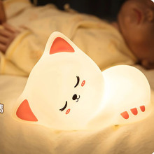 Ночник силиконовый детский Sleeping cat Светильник аккумуляторный сенсорный 6 режимов свечения 5W Ночник силиконовый детский Sleeping cat Светильник аккумуляторный сенсорный 6 режимов свечения 5W