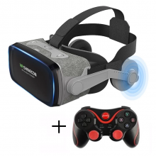 Очки виртуальной реальности VR Shinecon G07E Геймерский шлем с беспроводными наушниками джойстик T3 Bluetooth 
